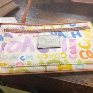 Coach Colorful Lettering Wristlet